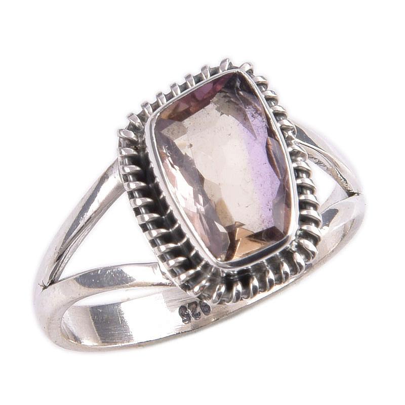 Ювелирное кольцо из твердого серебра 925 пробы с натуральным аметрином ручной работы, размер 8,5 o5c84