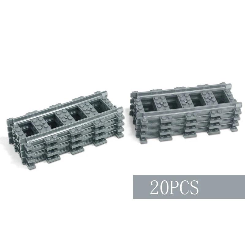 Straight Train Tracks Curved Accessories Car Blocks Building Sets DIY 10-100 Pcs Kids Toys MOC Bricks City Switch Rail Crossing