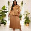 Элегантный женский комплект из двух предметов Miyaki Plus Size с вышивкой и кружевом - Плиссированная повседневная женская одежда