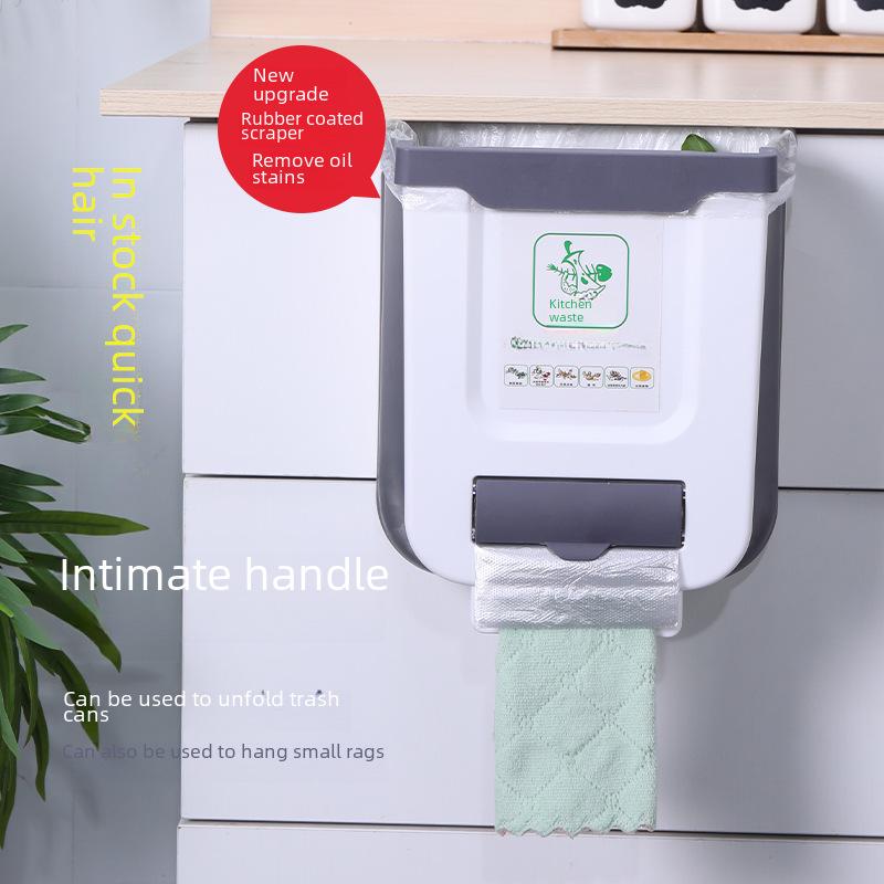 Wall-Mounted Folding Trash Can: Door-Hanging Waste Bin for Kitchen, Car & Home