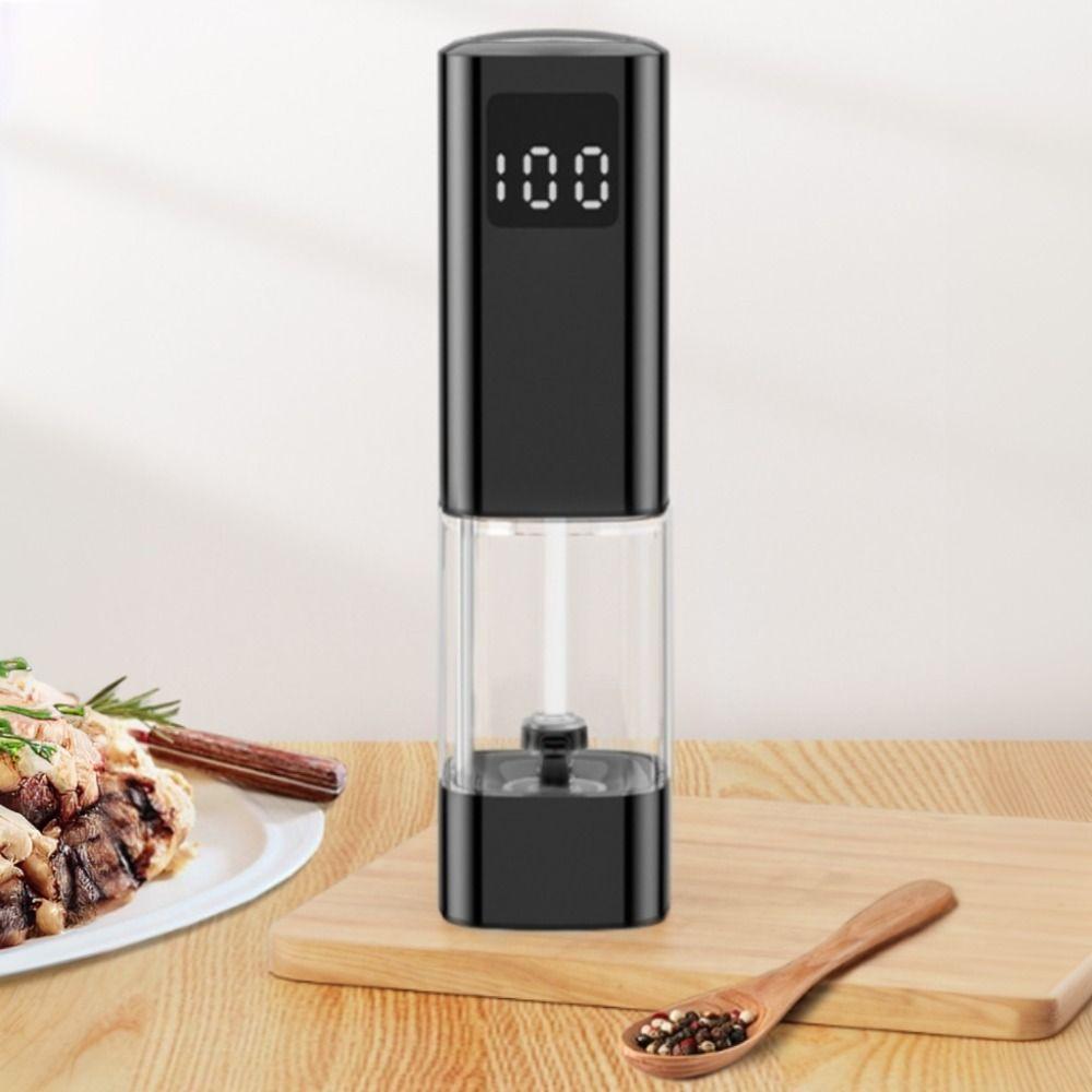 LED Display Electric Salt and Pepper Grinder Adjustable Particle Coarseness Spice Mill Restaurant