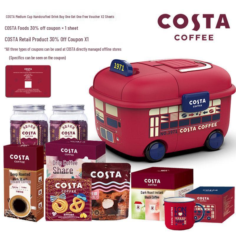 COSTA Coffee Подарочная коробка в британском ретро-стиле с автобусом: Кофе, Печенье, Новогодний групповой подарок