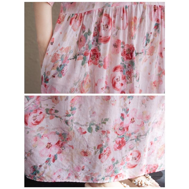 DIMANAF 2025 Летнее Платье Большого Размера Пляжное Повседневное Базовое Цветочное Женское Свободное Винтажное Новое Принтованное Длинное Платье Макси