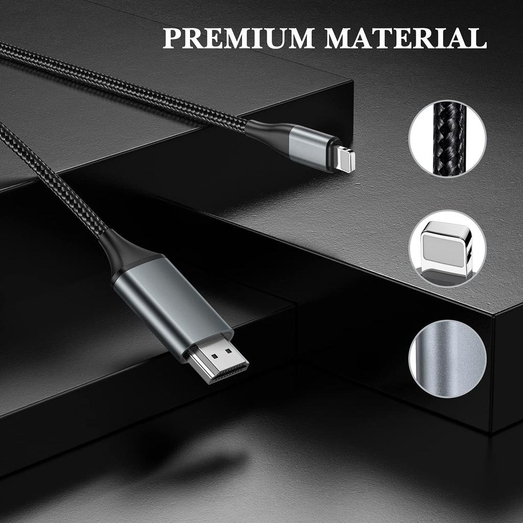 lulaven HDMI Cable 2m Digital AV Converter Adapter for TV Lightning to HDMI Connection Audio Sync Easy Simultaneous Screen Connection to Compatible