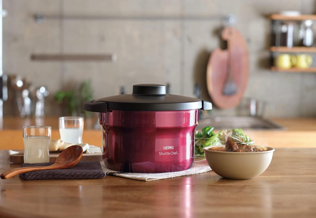 Термос Thermos с вакуумной изоляцией, мультиварка Shuttle Chef 4,3 л (4-6 порций) Красный, Антипригарное покрытие KBJ-4501 R