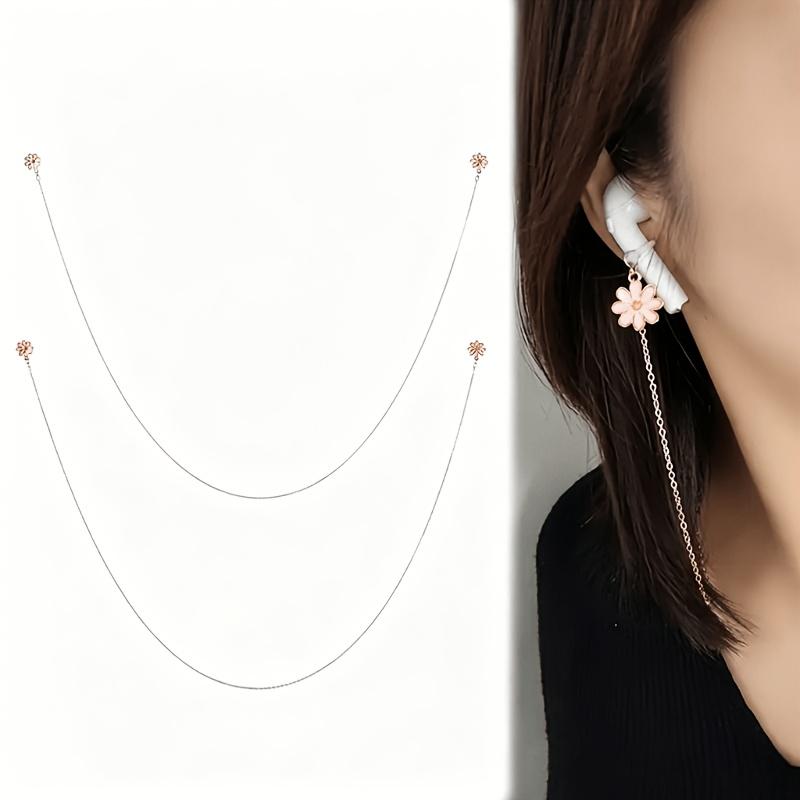 Flower-Shaped Multi-Functional Anti-Lost Earphone Chain,Made of Titanium Steel Stainless Steel,Durable, Not Easy To Fade.As Earphone Anti-Drop Chain