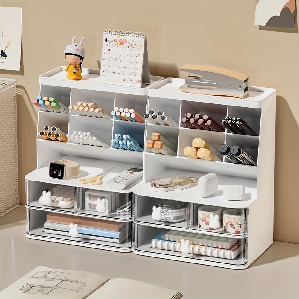 Увеличьте пространство своего рабочего стола с помощью этого многослойного ящика для хранения канцелярских товаров!