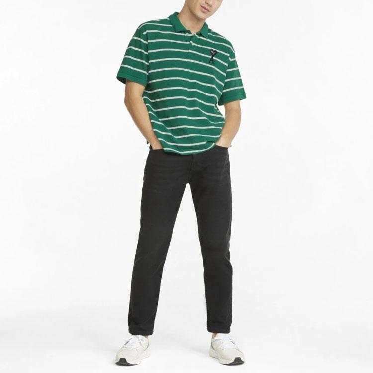 PUMA X AMIPARIS Puma X Ami Co Branded Series Polo Shirts Men's Verdant Green Polo Collar Moderate Straight Fit 534067-96