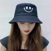 Unisex Bucket Hat Smiley Embroidery Women Cotton Corduroy Double-Sided Bob Hip Hop Hat Four Season Panama Beach Fishing Sun Cap