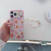 Новый ударопрочный чехол 2026 года для iPhone 15 16 17 Pro Max с принтом клубники и клубничным бусинным ремешком на запястье, с большим прозрачным окошком