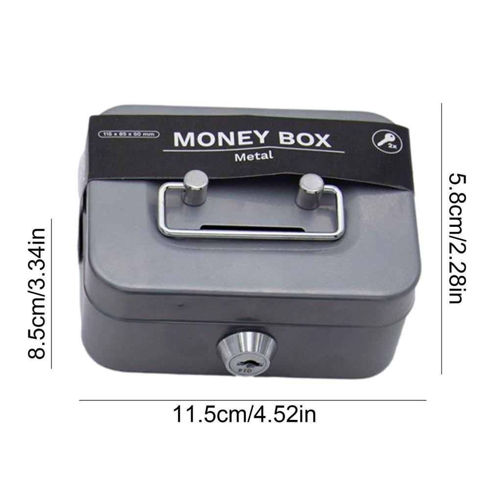 Money Safe Box Lockable Cash Box With Key Portable Piggy Box Made Of Metal Small Security Lock Box Sturdy Coin Boxes For Kids