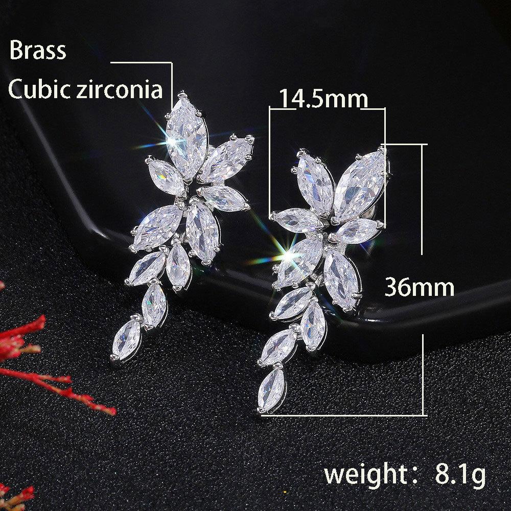 CAOSHI Stylish Wedding Jewelry Drop Earrings for Women Graceful Luxury Silver Color Bright Zirconia Pendant Accessories Gifts
