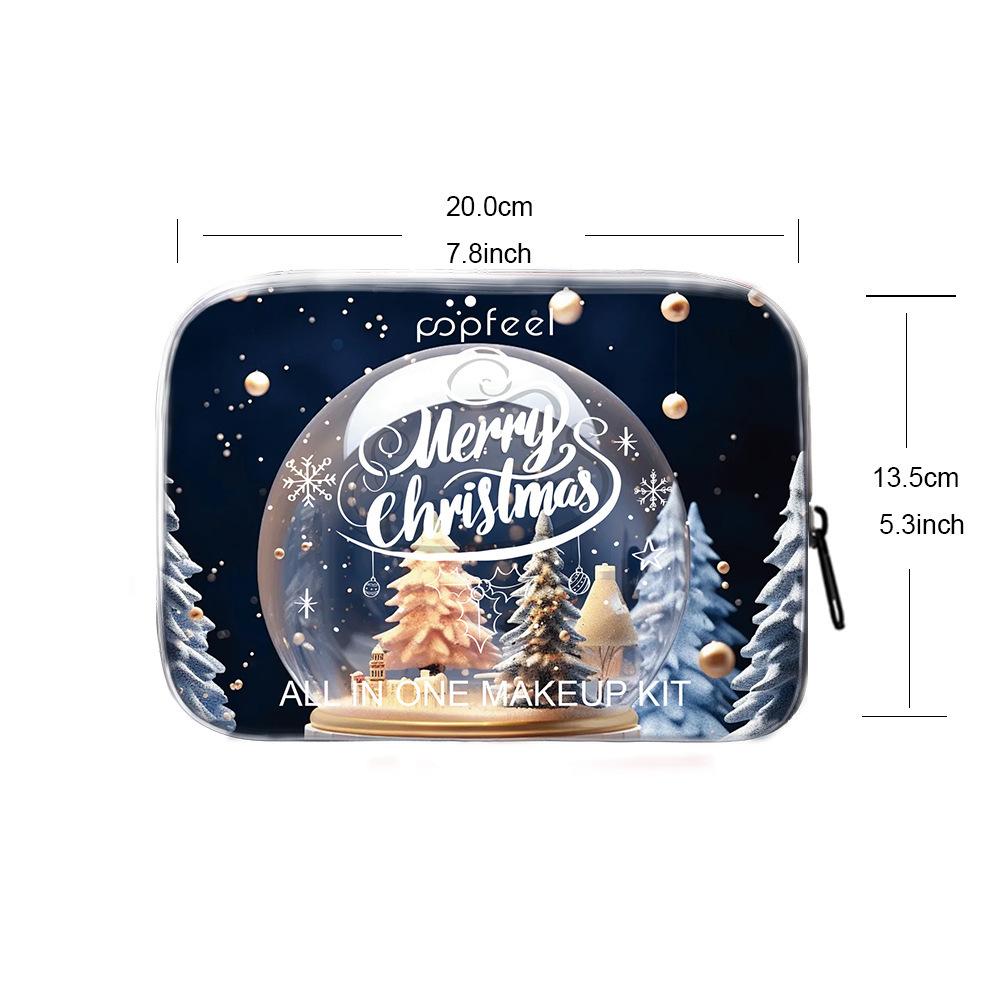 Popfeel All in One Professional Makeup Kit Christmas Gift Box Full Range Cosmetic Set Eyeshadow Palette Lipstick Foundation Brushes for Women
