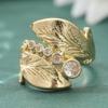 Dazzling Inlaid White CZ Women's Ring Trendy Gold Color Geometry Daily Wear Party Jewelry Anniversary Gift