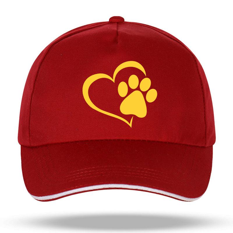New Unisex Women Fashion Cute Dog Paw with Peach Heart Baseball Caps for Hip Hop Cotton Trucker Cap Bone Dad Hats