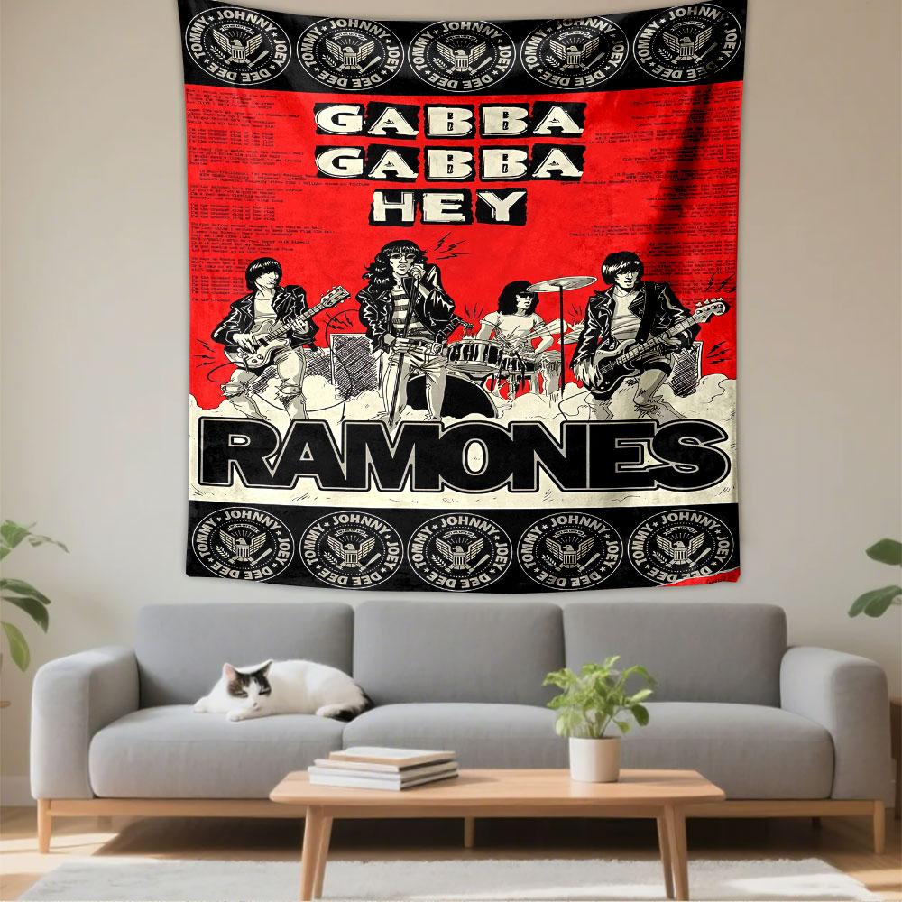 Гобелен Ramones для подвешивания на стену, Панк-постер Gabba Gabba Hey, Ретро-декор стен для спальни, гостиной, общежития