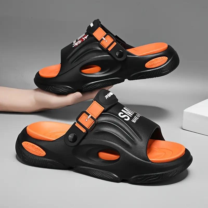 Мужские модные шлепанцы из ЭВА, нескользящие быстросохнущие тапочки с открытым носком для прогулок в помещении и на свежем воздухе, мужские летние пляжные шлепанцы