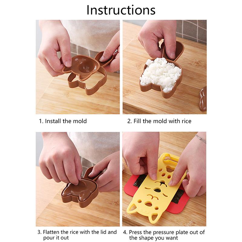 1 Набор Милый Мультяшный Формочка для Суши Кошка Собака Медведь Кролик Панда Рисовые Штампы Формы Декор для Бенто Вырезалка Формы для Онигири