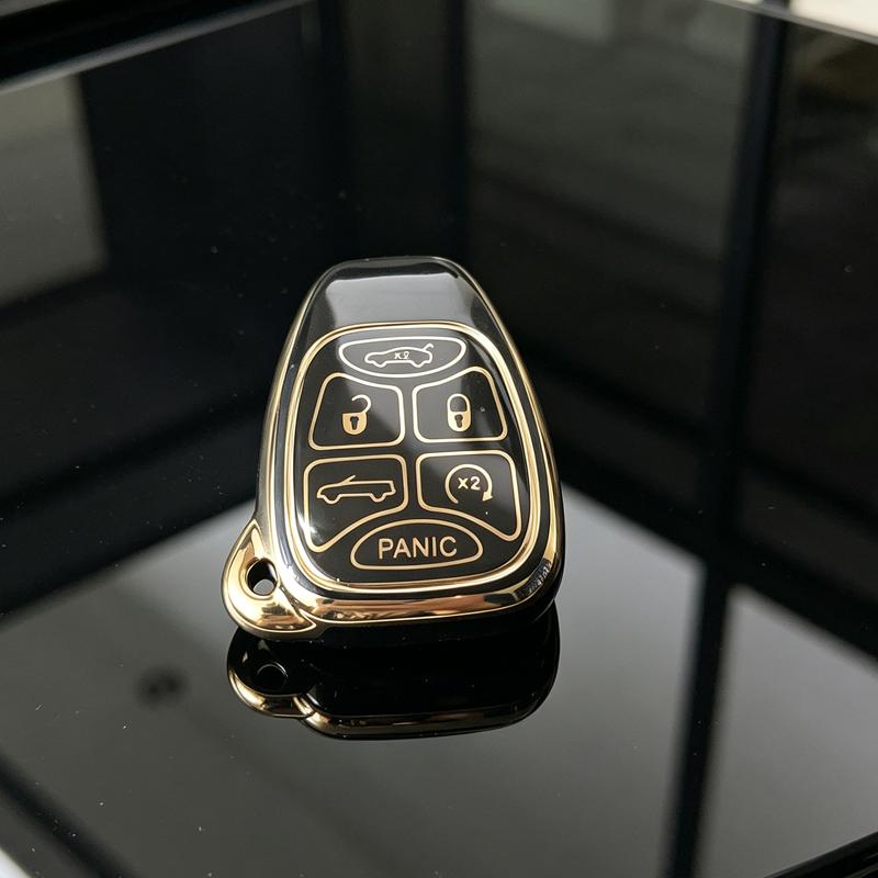 ТПУ с золотым краем Подходит для Jeep Wrangler Compass Patriot Liberty Подходит для Chrysler 300 Dodge Caliber Nitro Pacifica Чехол-футляр для брелока автомобиля Пульт