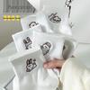 White Embroidered Cartoon Mid-Calf Women's Socks, Japanese Style Cute Low-Cut Shallow Mouth Socks for Autumn and Winter