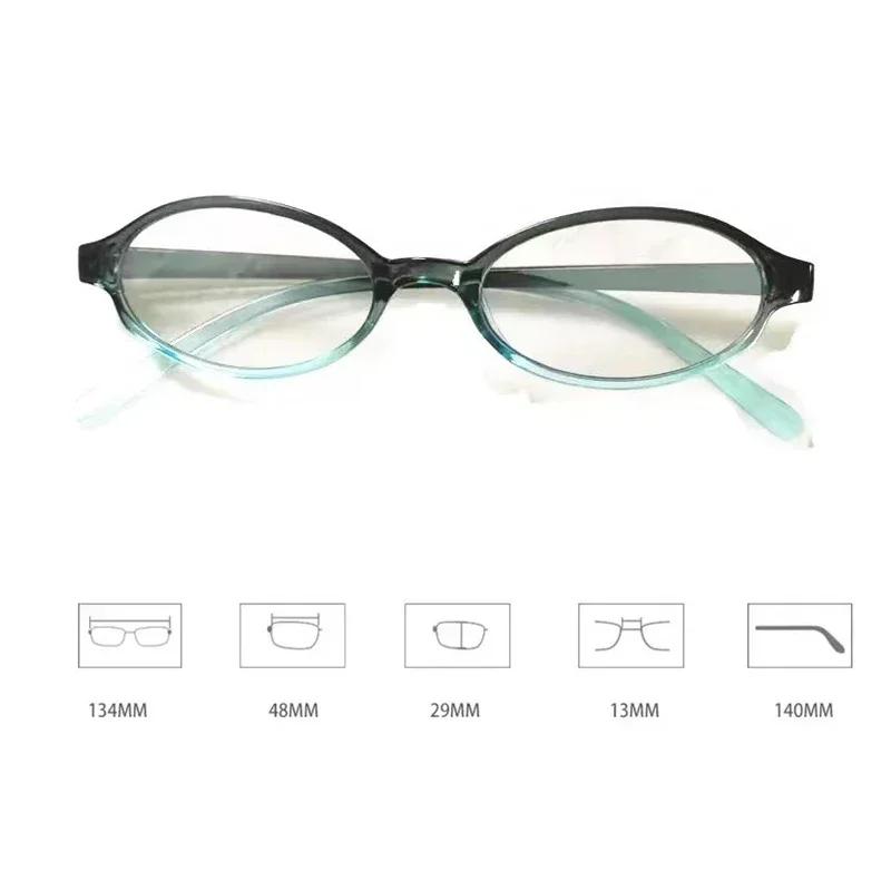 Fashion Retro Blue Green Oval Compact Frame Short Sighted Glasses Women'S Anti Blue Lamp Glasses New Style Myopia Eyeglasses