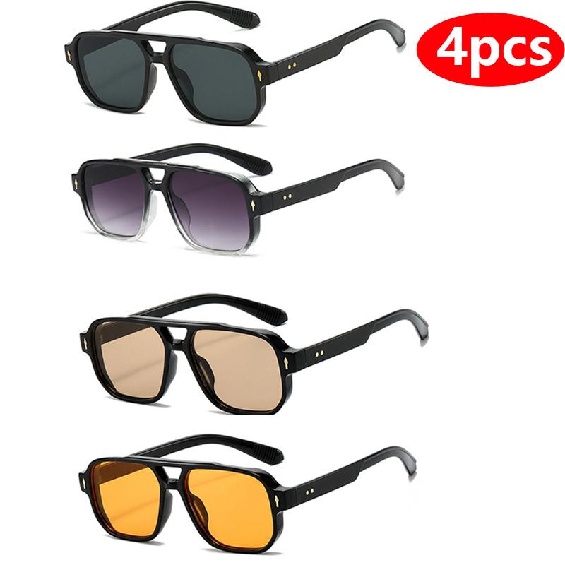 1pcs/4pcs Brand Fashion Square Women Men Sunglasses Retro Rivets Women Brand Designer Shades UV400 Sun Glasses Shades