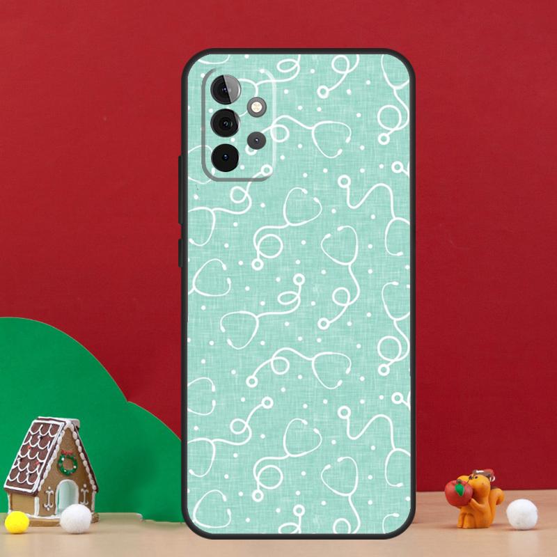 Милый Чехол-Сердечко со Стетоскопом для Samsung Galaxy A36 A56 A06 A13 A53 A32 A12 A22 A52 A35 A17 A16 A55 A15 A54 A34 A14