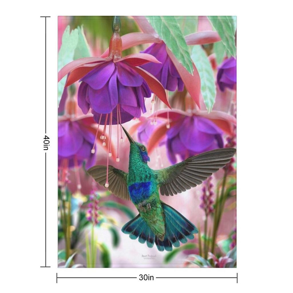 Одеяло-плед с колибри, пушистое детское тонкое набивное одеяло