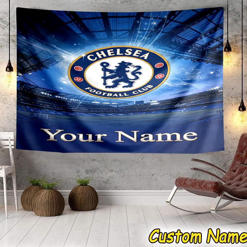 Custom Name Chelsea Fc Champions League Tapestry Room Decoration Wall Hanging for Living Room Bedroom, dormitory, Birthday and Christmas gifts
