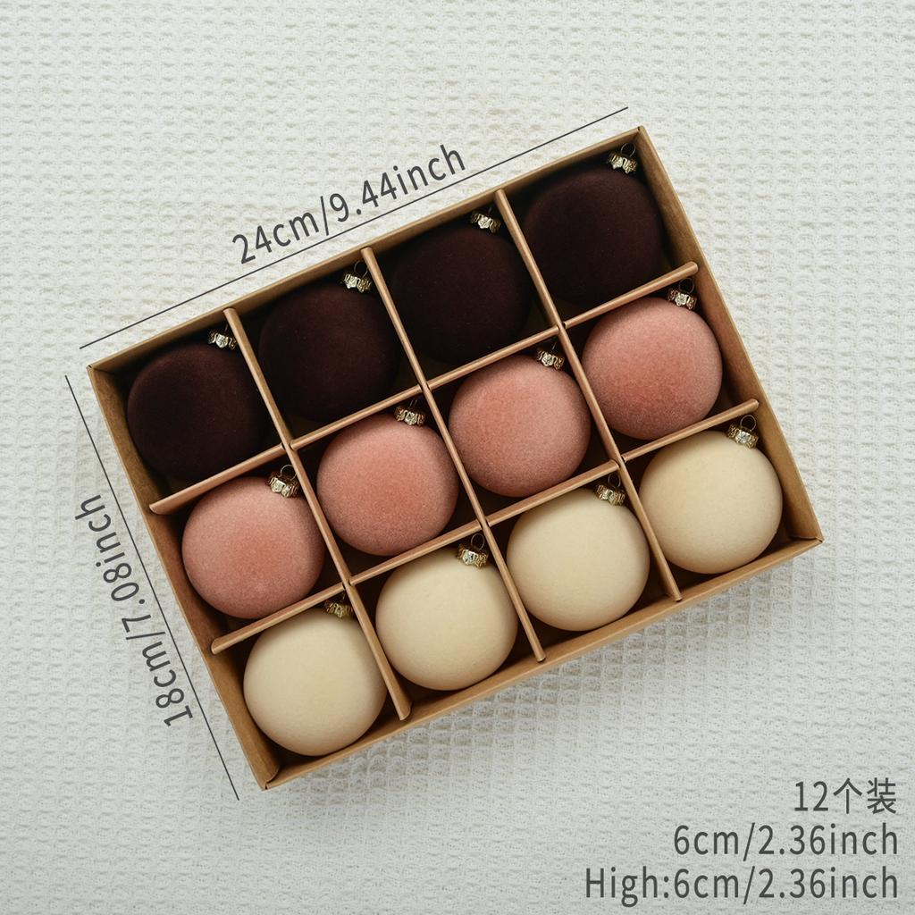 12 шт. Флокированные елочные шары, бархатные рождественские подвесные украшения, елочные подвесные шары, новогодняя вечеринка, плюшевые шары, декор