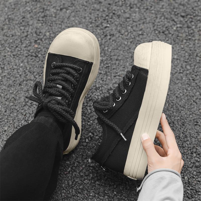 Туфли с круглым носком в стиле канвас, европейские и американские, с головой Микки, симпатичные, на шнуровке, на платформе, в стиле ретро, с глубоким ртом 66647-J