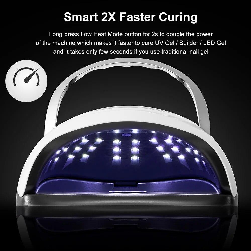 Sun T6 Max 220 Вт 57 светодиодов Двойные руки Портативная лампа для сушки ногтей Быстросохнущая гель-лак для ногтей УФ-светодиодная лампа для ногтей