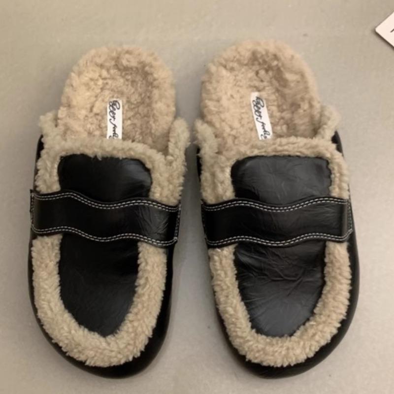 Модные зимние новые тапочки Baotou женские с круглой головкой и глубоким горлом, мягкая подошва, противоскользящая износостойкая плоская обувь