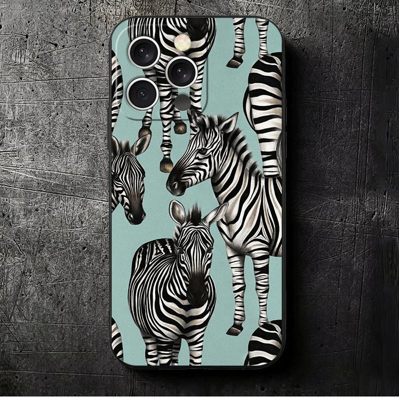 Zebra Stripe Black White Soft Phone Case for iPhone 16 16E 17 Air 15 Pro Max 14 Plus 13 Mini 11 12 7 Black Cover Back Shell
