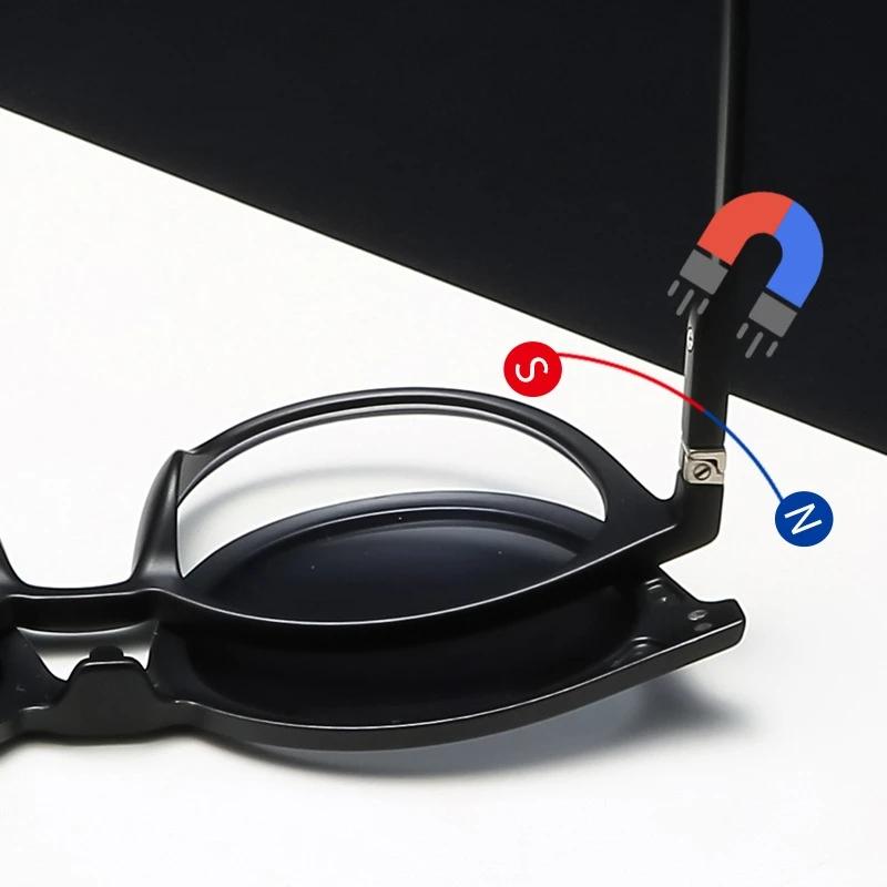 5 в 1 Магнитные Солнцезащитные Очки Женские Очки на Зажиме Мужские Круглые Оптические Очки для Чтения Солнцезащитные Очки для Вождения F