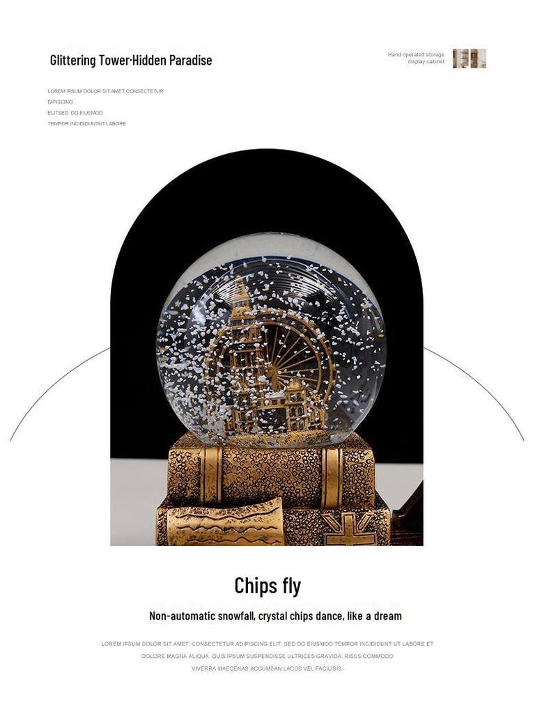 Креативный светящийся шар со снегом Эйфелева башня Музыкальная шкатулка - Ретро Декор для рабочего стола