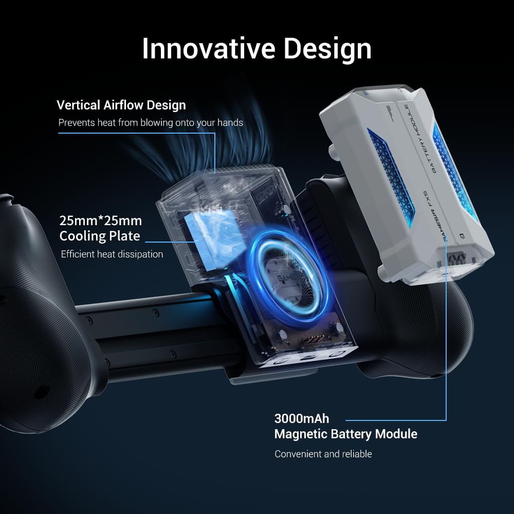 GameSir FX5 Mobile Controller Cooling Thermoelectric Cooler for X5 Cooling RGB 3000mAh Quiet Powerful Heat Dissipation Fan, Series, 3-Level Modes,