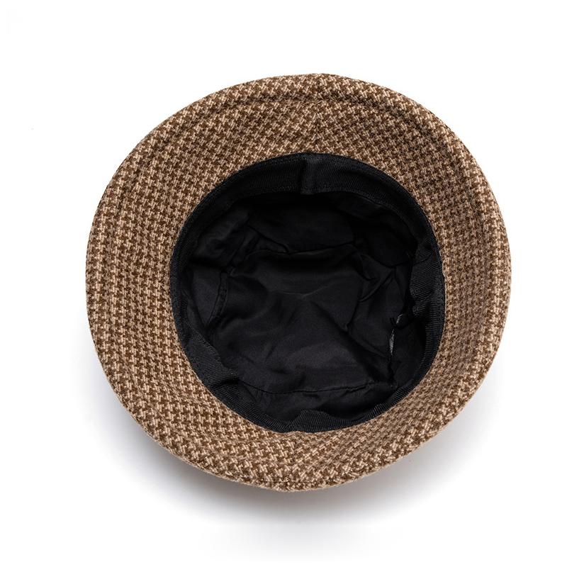 Осенне-зимняя шляпа рыбака среднего возраста, женская шерстяная толстая теплая шляпа с бантом, шляпа в клетку для мам