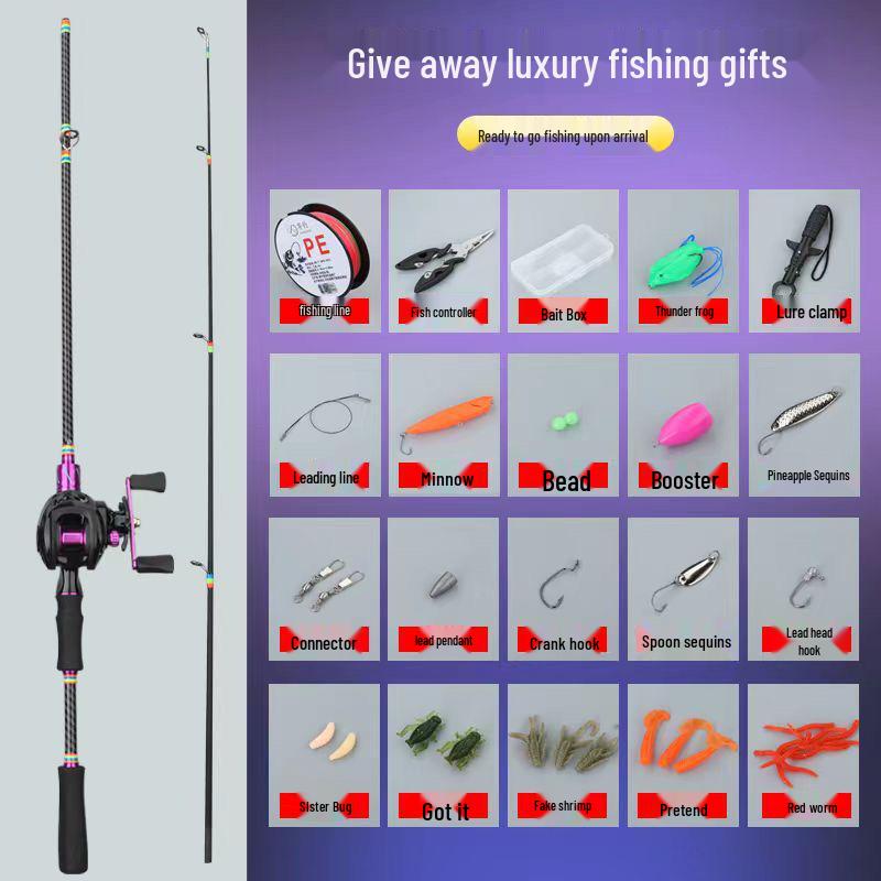 Beginner Lure Fishing Set with Water Drop Wheel & Gun Straight Handle Rod for Long Casts