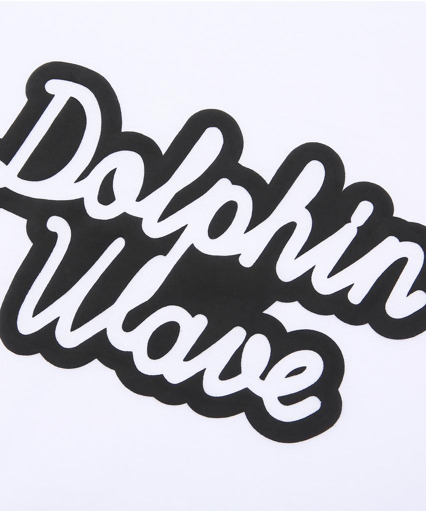 DOLPHIN WAVE APPAREL [Набор] Белая футболка с коротким рукавом и круглым вырезом с объемным принтом дельфина и большим логотипом, черные шорты с одной складкой и логотипом-аркой