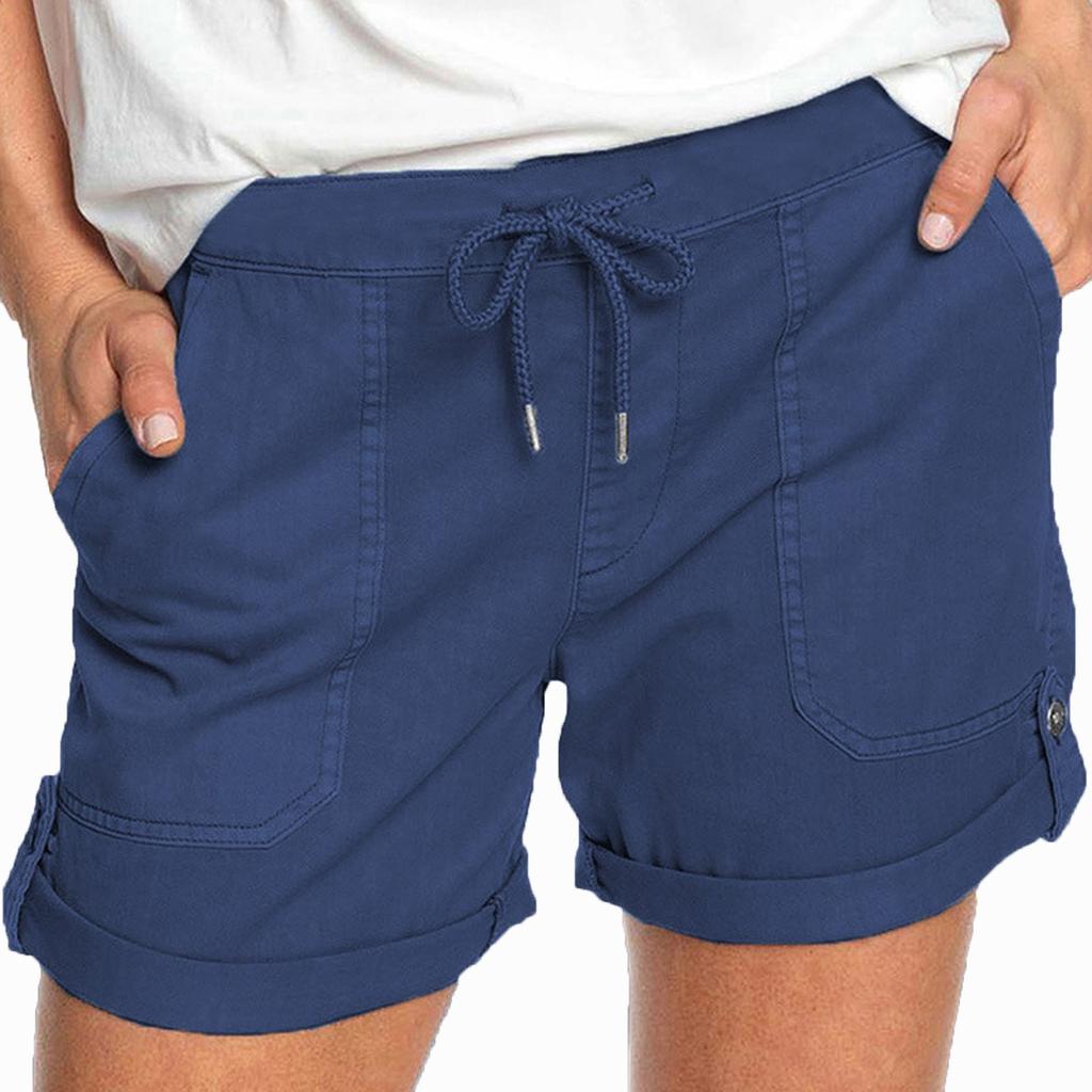 Модные женские мягкие шорты с эластичной резинкой на талии и карманами, повседневные пижамные шорты