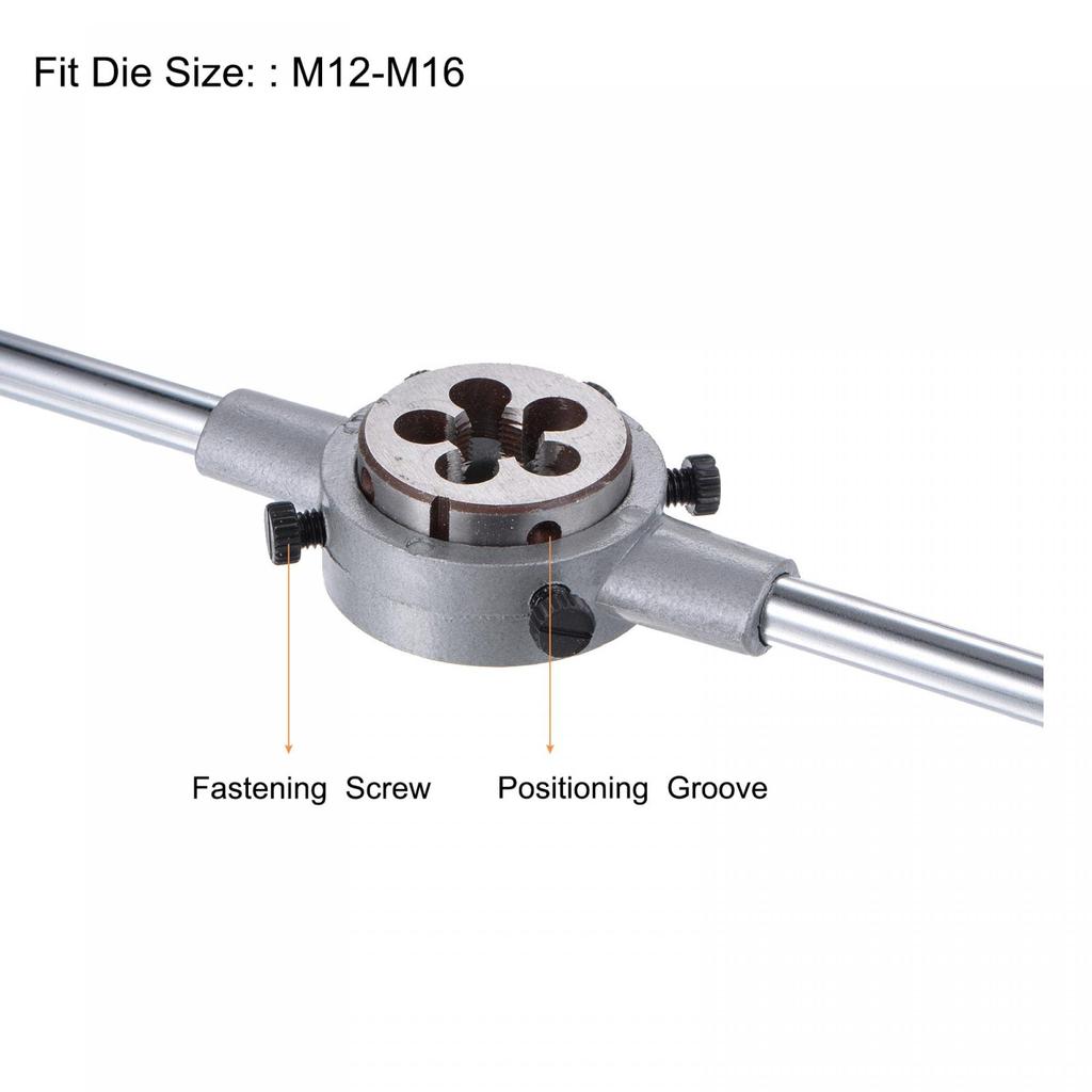 Uxcell Воротник для плашек M16x1 Резьба Круглая плашка и 38 мм с регулируемым набором ручных инструментов, (Совместимые плашки M12-M16) Держатель, Гаечный ключ,