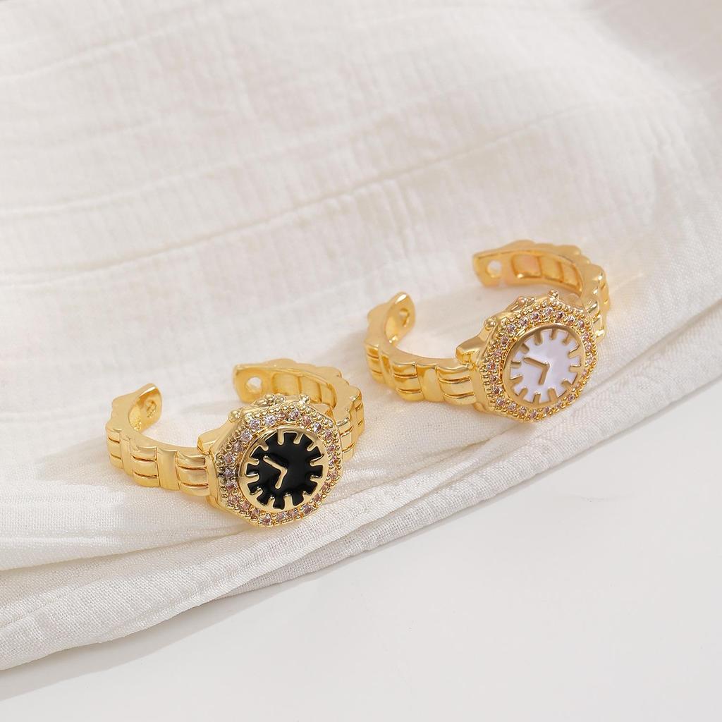 Personality Niche Premium Feel Gilding Golden Watch Opening Ring
