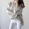 Women's Loose V-neck Pullover Bottom Sweater Korean Style Knitwear Autumn Temperament Fashion  Women