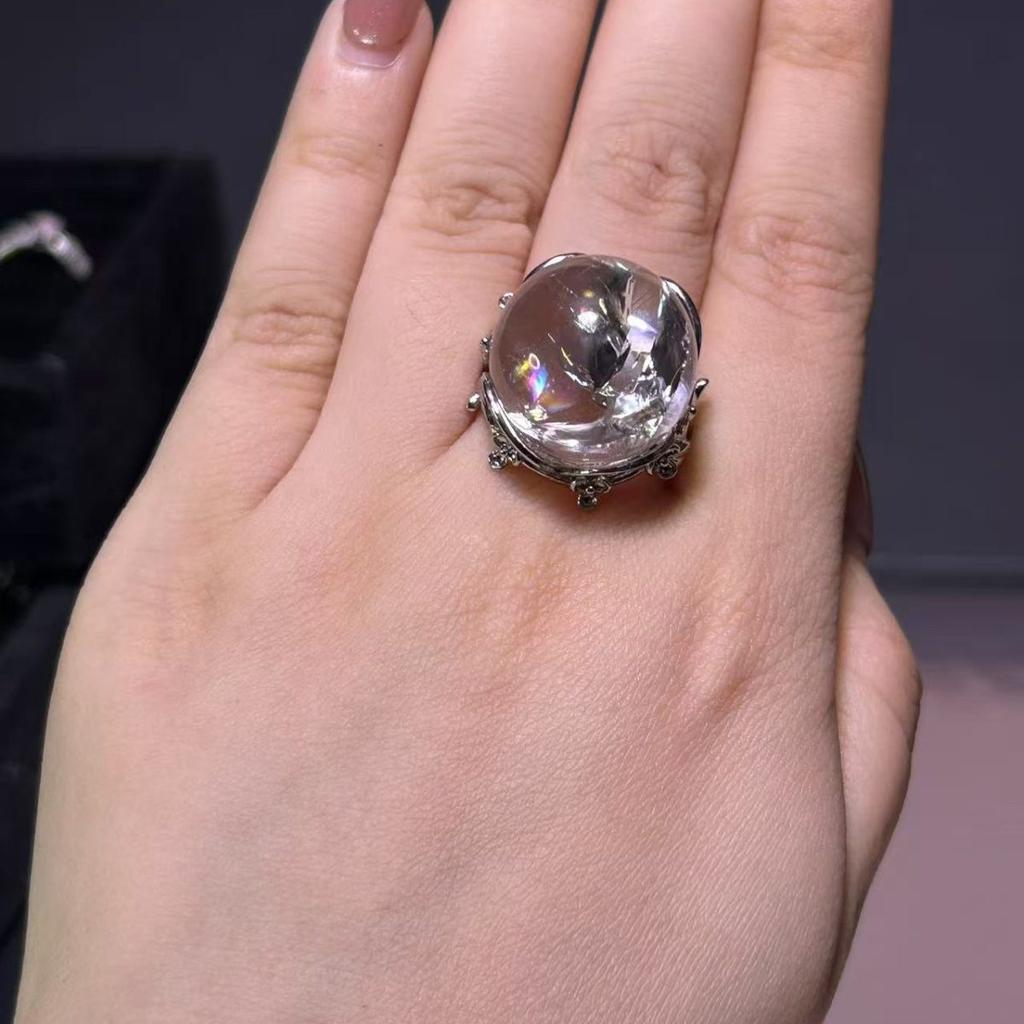 Кольцо из натурального радужного белого кристалла Натуральный кристалл Белый кристалл Подарок