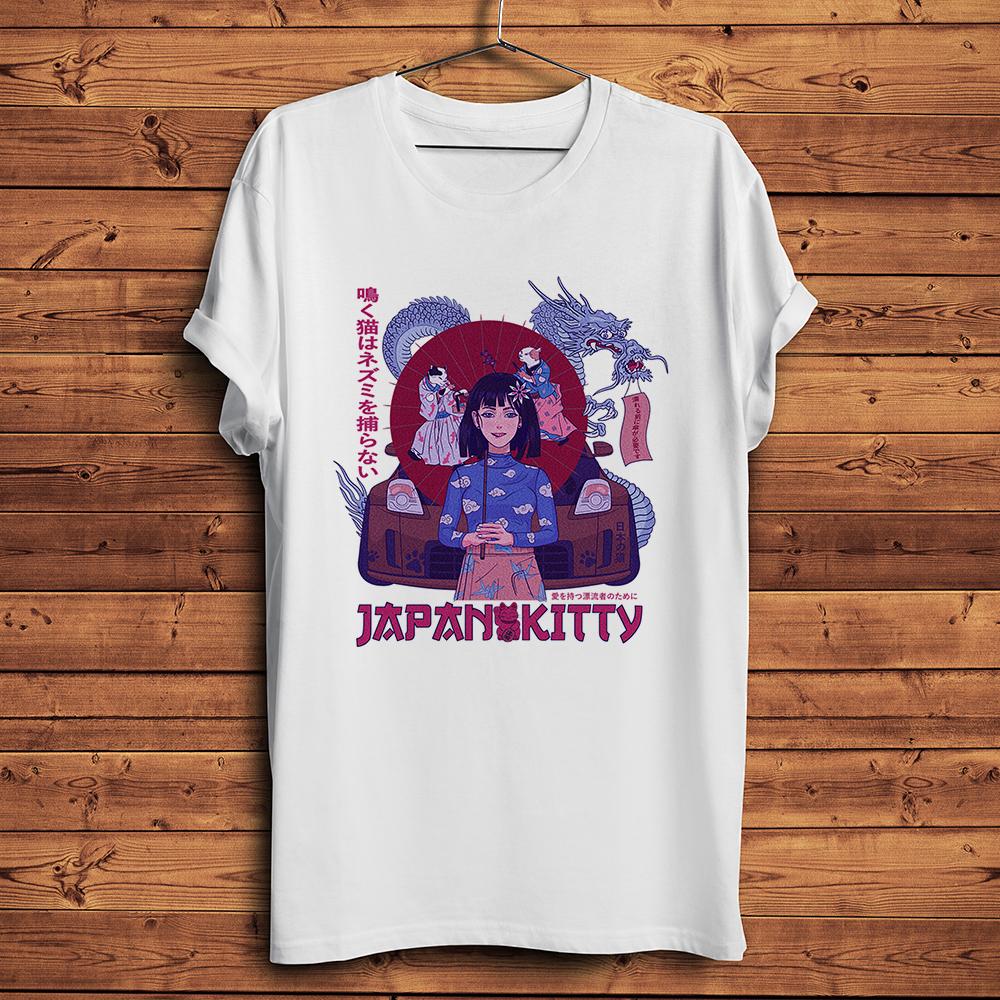 Nippon Vintage Impression Ukiyo Neko JDM Kitty Girl Funny Tshirt,Casual Short T-Shirt,Unisex Te