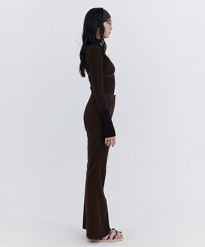 WNDERKAMMER Knit Rib Half Turtleneck T-Shirt_Brown