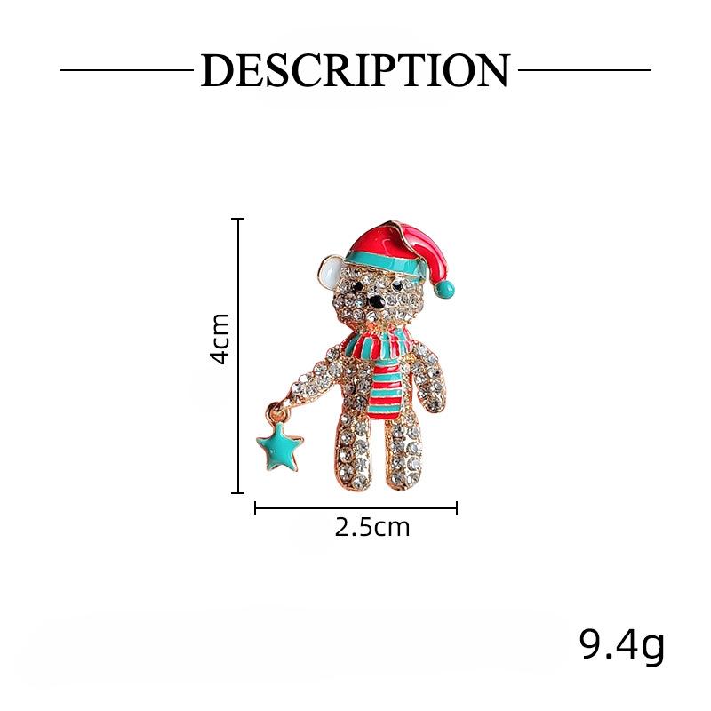 Мультяшный рождественский медведь Брошь, Булавка для корсажа, Изысканная одежда Анти-свет Аксессуары