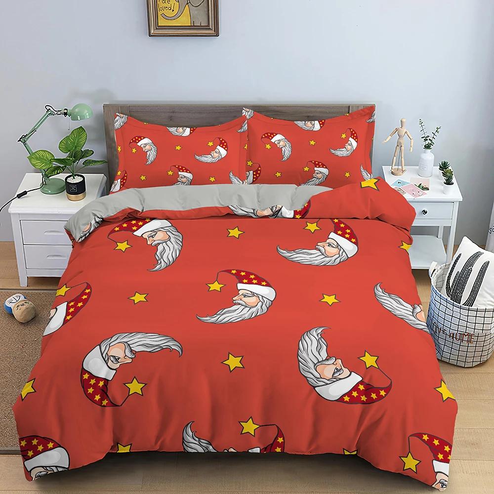 Comforter Christmas Bedding Set 3D Print Santa Claus King Queen Single Double Size Kids Polyester Bedding Set No Bed Sheet