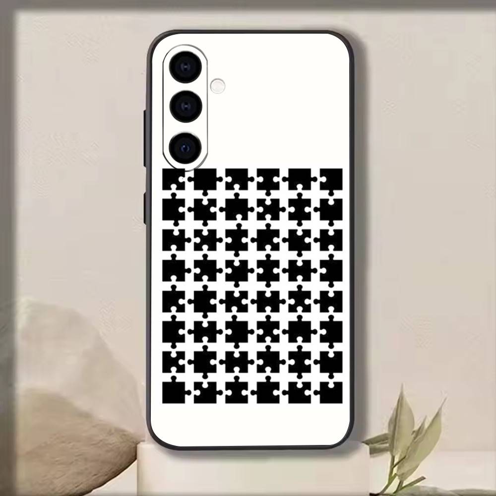 Creative puzzle Phone Case Black Silicone Soft For Samsung Galaxy A73,A72,A71,A70,A53,A52,A51